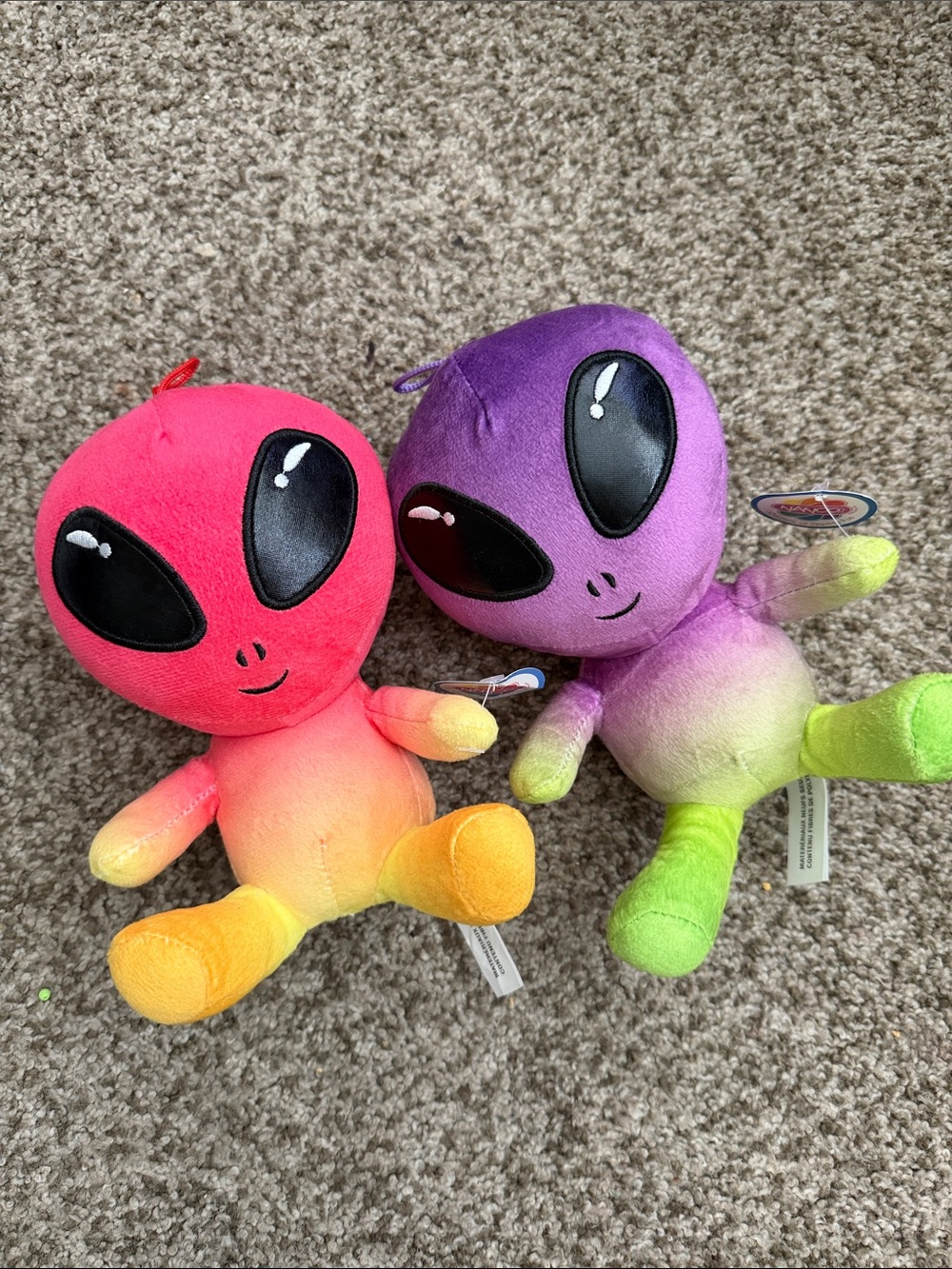Plush Gradient Alien Toy - Pink/Orange and Purple/Green Set